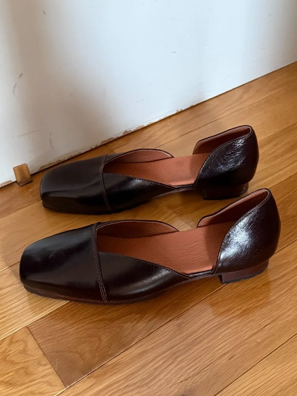 Custom Made Square Toe Leather Ballet Flats